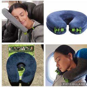 Face Cradle Travel Pillow, Blue Velour, 5 modes
